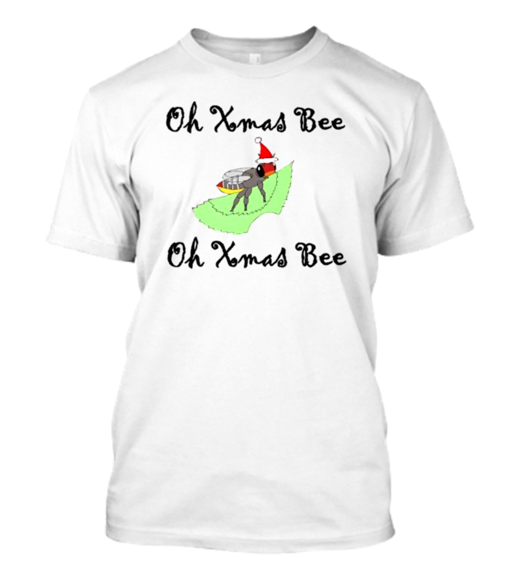 Oh Xmas Bee Santa Hat Festive Holiday Image T-Shirt