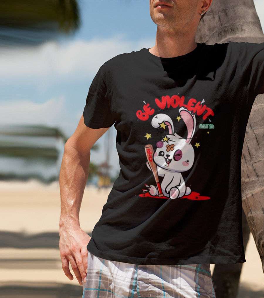 Be Violent Combat Club Rabbit With Bat T-Shirt