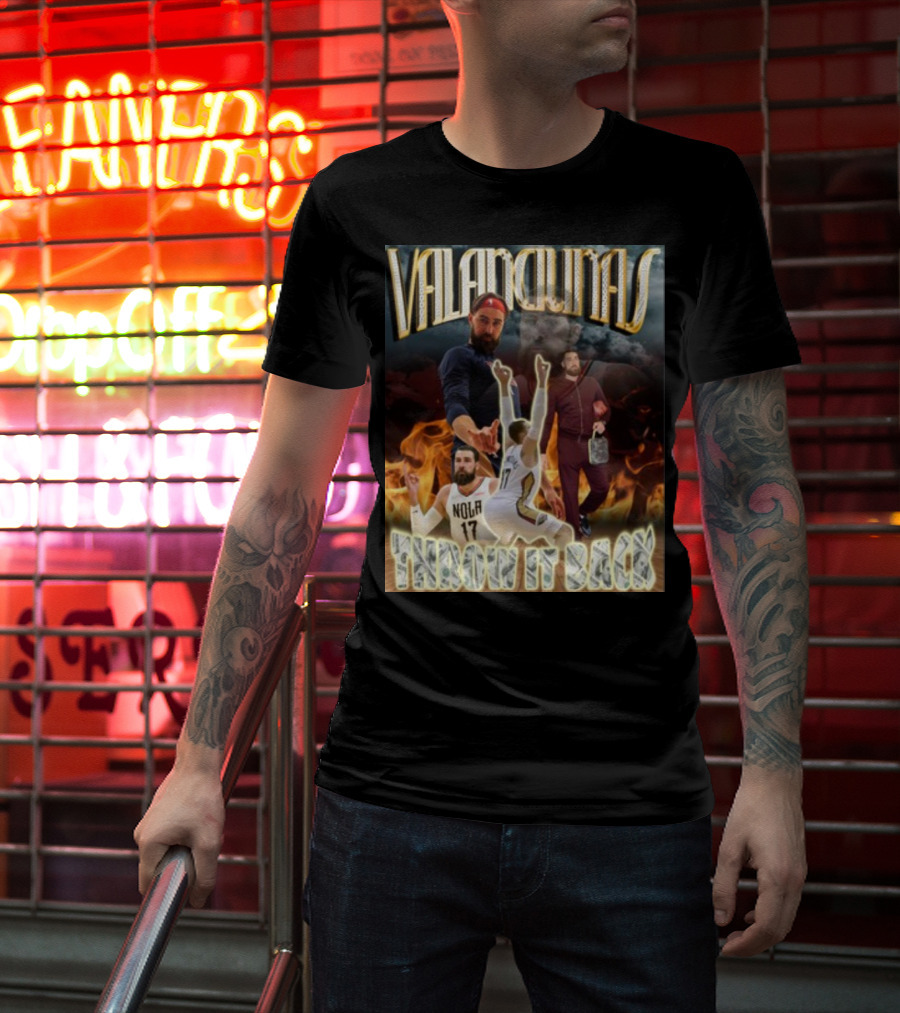 Valanciunas Throw It Back NOLA 17 Basketball Flames T-Shirt