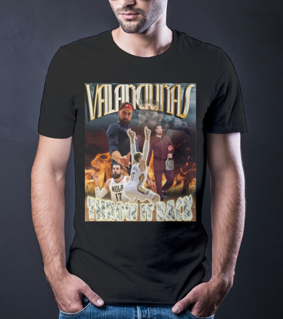 Valanciunas Throw It Back NOLA 17 Basketball Flames T-Shirt