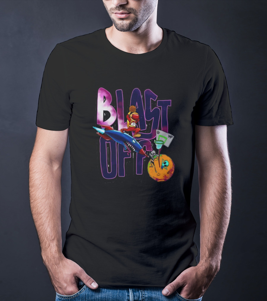 Blast Off Basketball Rocket Dunk Sports Fan T-Shirt