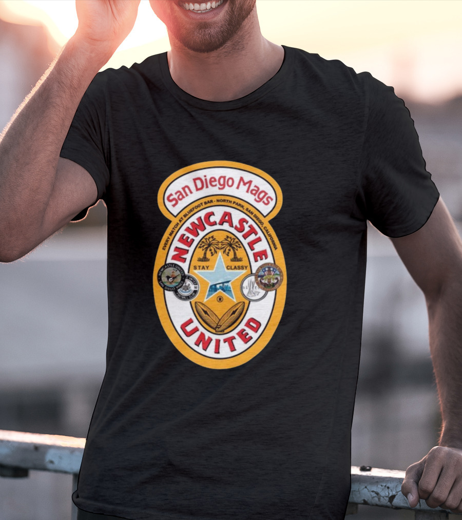 San Diego Mags Newcastle United Stay Classy So Cal Geordie Badge T-Shirt