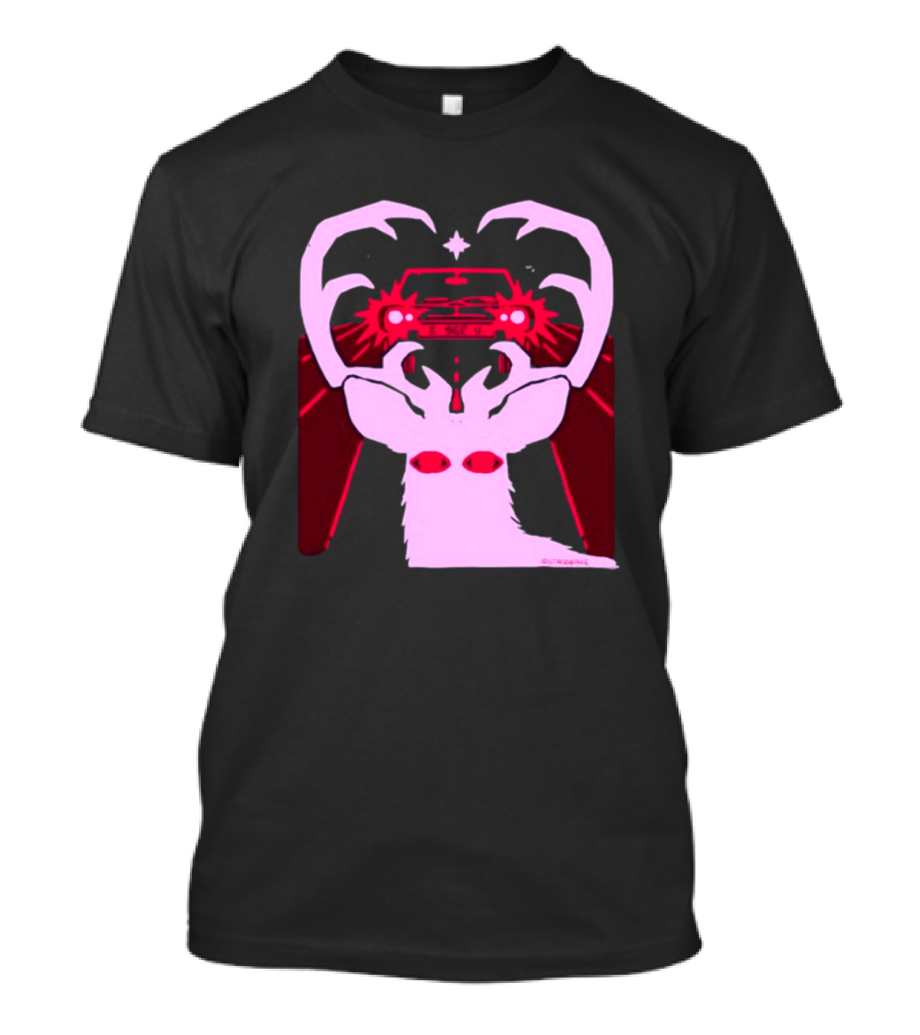 Eyes On The Back Of My Head Stagsbane Pink Deer Antlers Car Red Taillights T-Shirt