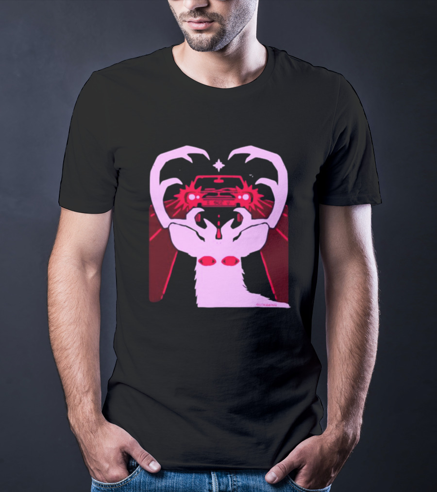Eyes On The Back Of My Head Stagsbane Pink Deer Antlers Car Red Taillights T-Shirt