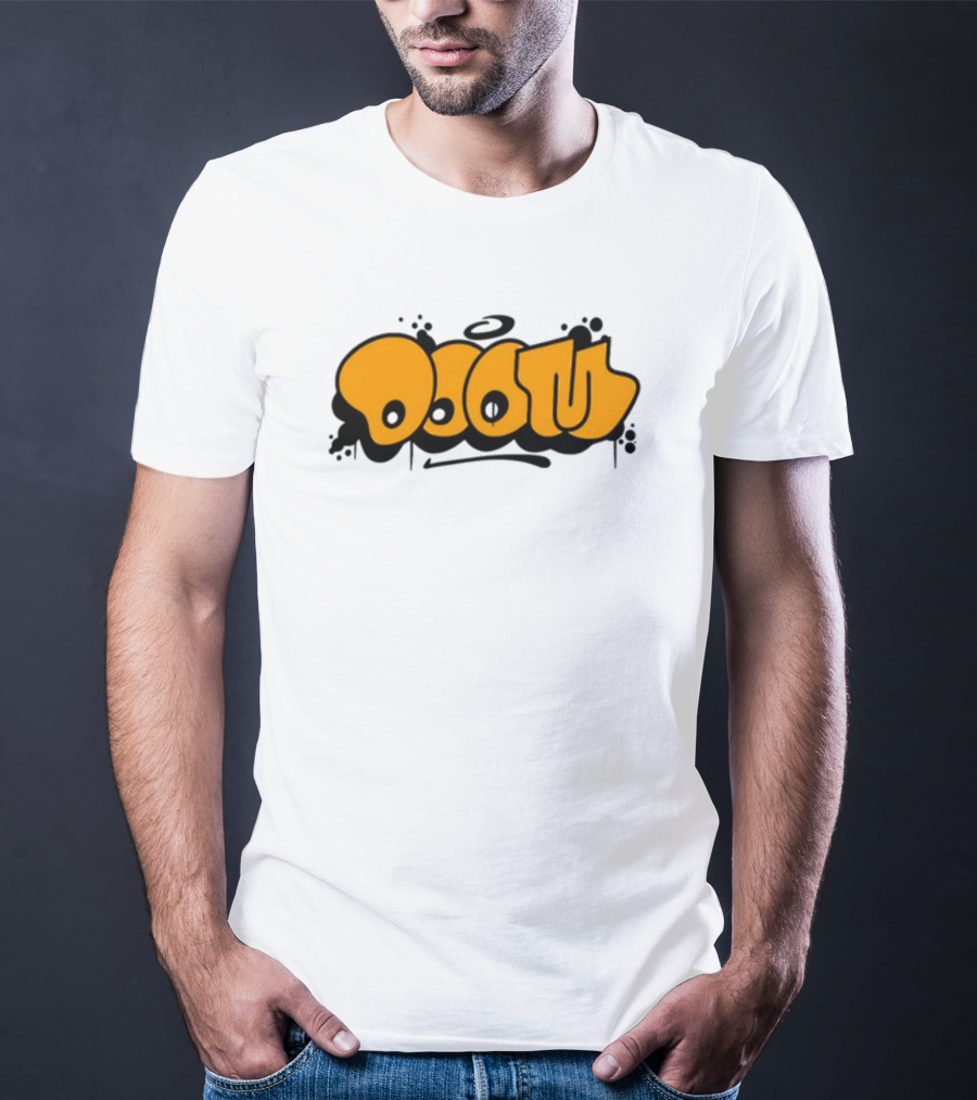 Gasdrawls Doom Throw Black And Gold Bubble Lettering T-Shirt