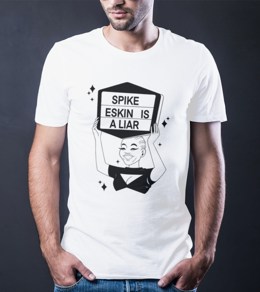 Spike Eskin Is A Liar With Cartoon Character Hand Sign Display T-Shirt