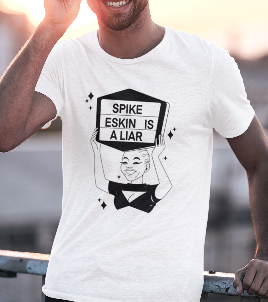 Spike Eskin Is A Liar With Cartoon Character Hand Sign Display T-Shirt