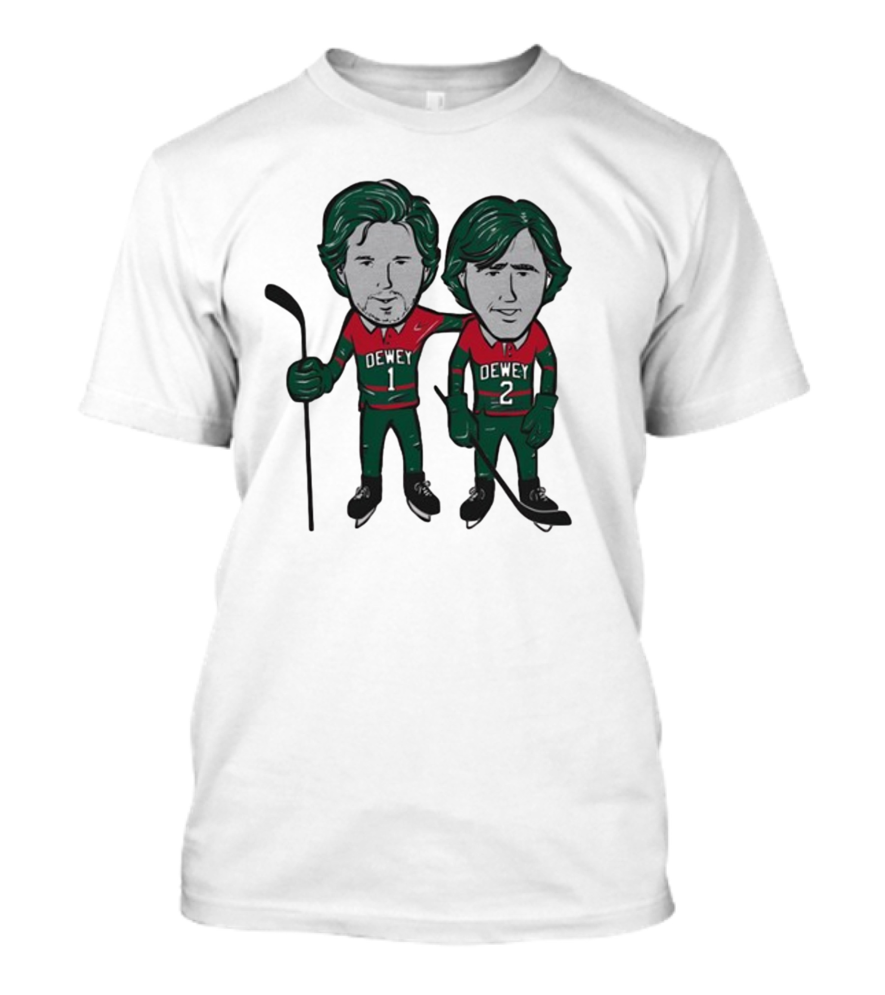Minnesota Wild Meet The Deweys Sotastick Dewey 1 Dewey 2 Hockey Players T-Shirt