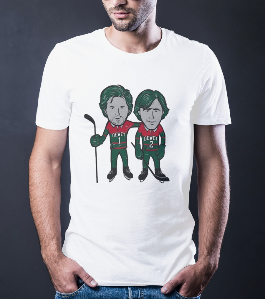 Minnesota Wild Meet The Deweys Sotastick Dewey 1 Dewey 2 Hockey Players T-Shirt