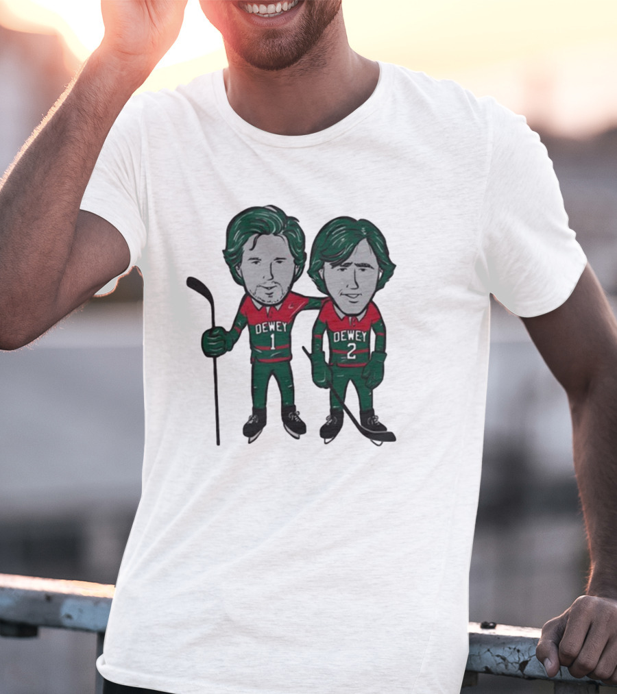 Minnesota Wild Meet The Deweys Sotastick Dewey 1 Dewey 2 Hockey Players T-Shirt