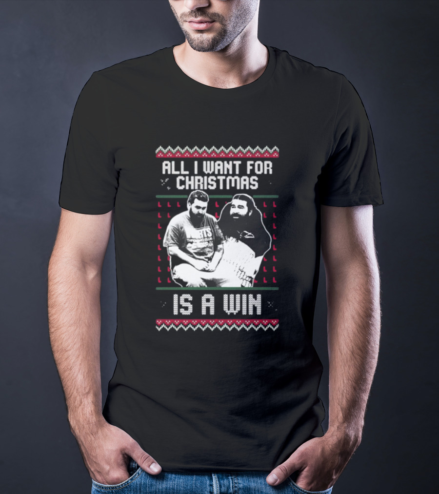 All I Want For Christmas Is A Win Featuring Festive Duo In Holiday Sweaters T-Shirt