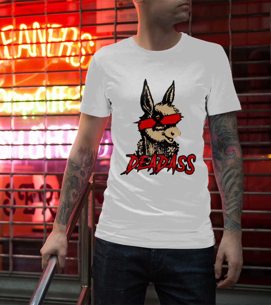 Deadass Red Blindfold Cartoon Donkey T-Shirt