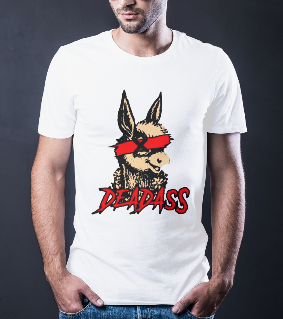 Deadass Red Blindfold Cartoon Donkey T-Shirt
