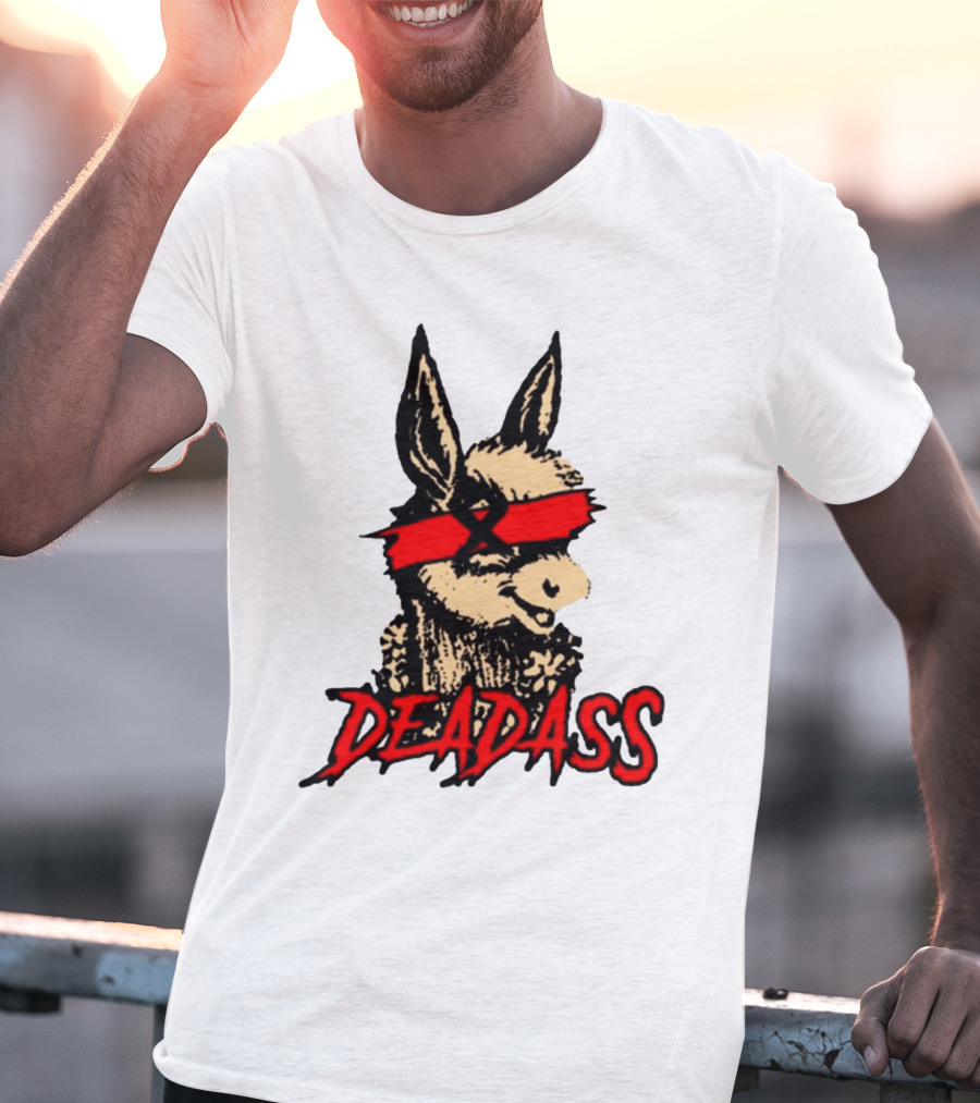 Deadass Red Blindfold Cartoon Donkey T-Shirt