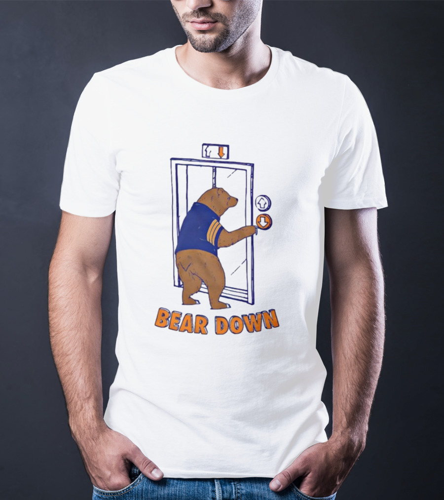 Bear Down Bear In Blue Jersey Pressing Elevator Button T-Shirt