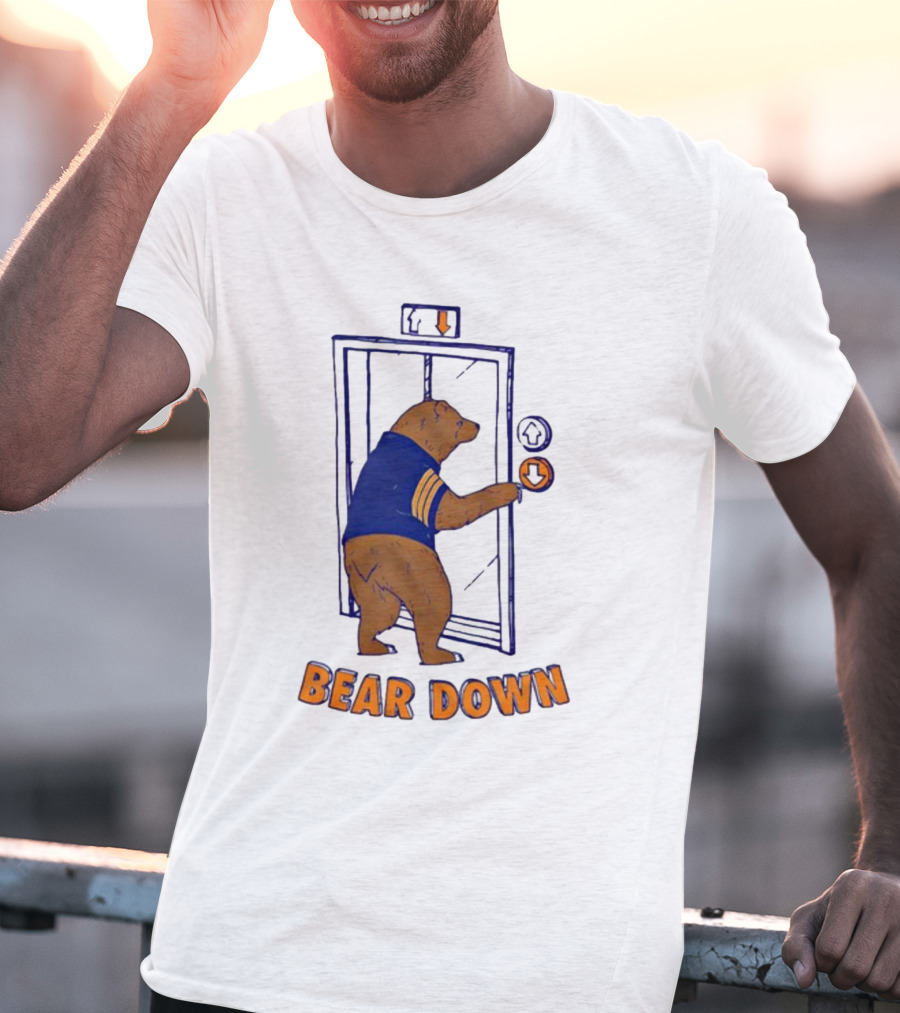 Bear Down Bear In Blue Jersey Pressing Elevator Button T-Shirt