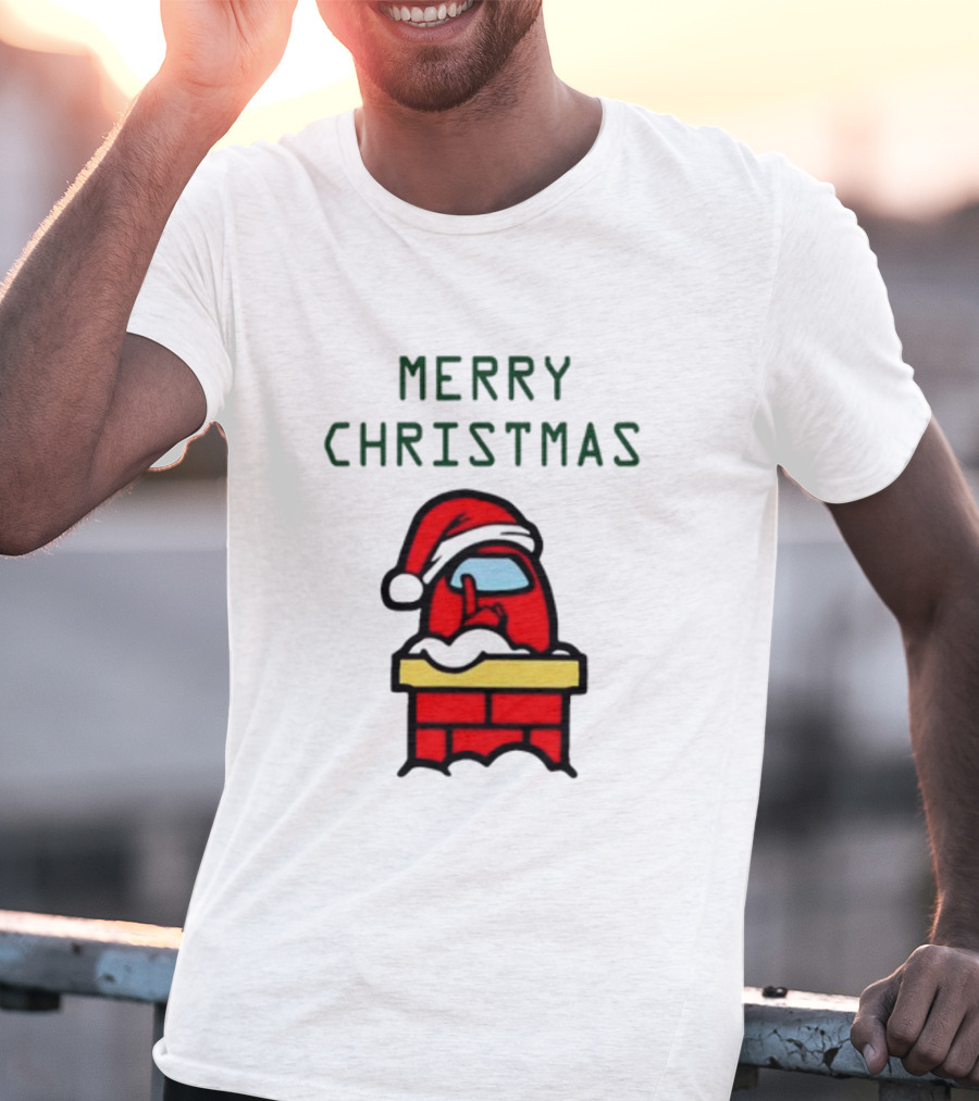 Among Us Santa Red Merry Christmas Chimney Crewmate T-Shirt