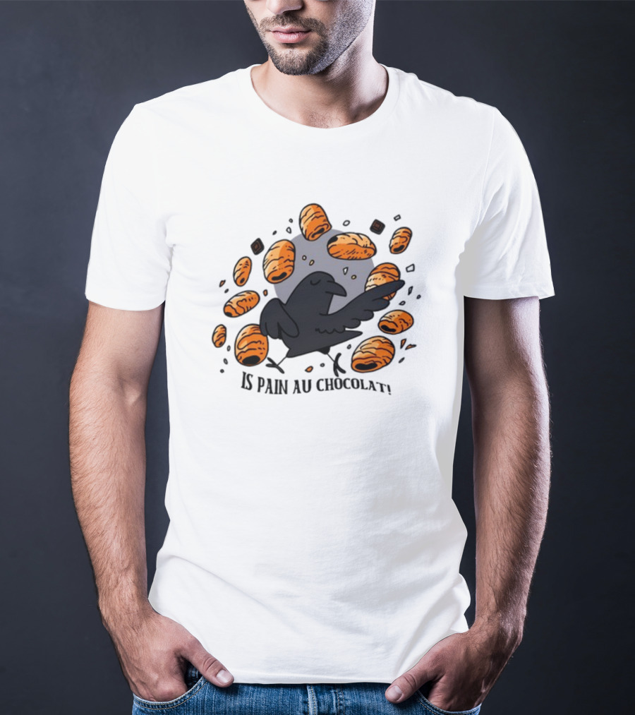 Bird Surrounded By Pain Au Chocolat Pastries T-Shirt