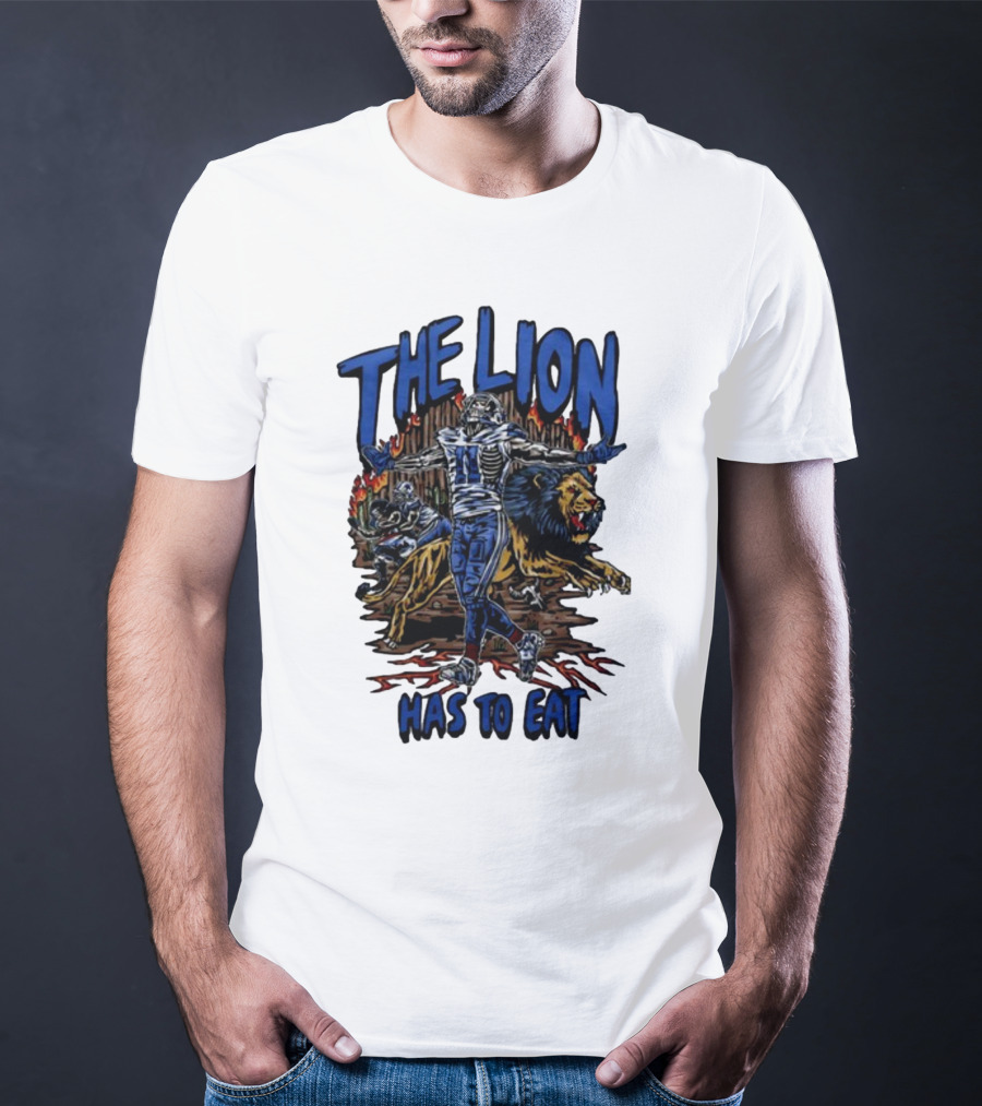 The Lion Has To Eat Retros Themed Football Warrior T-Shirt