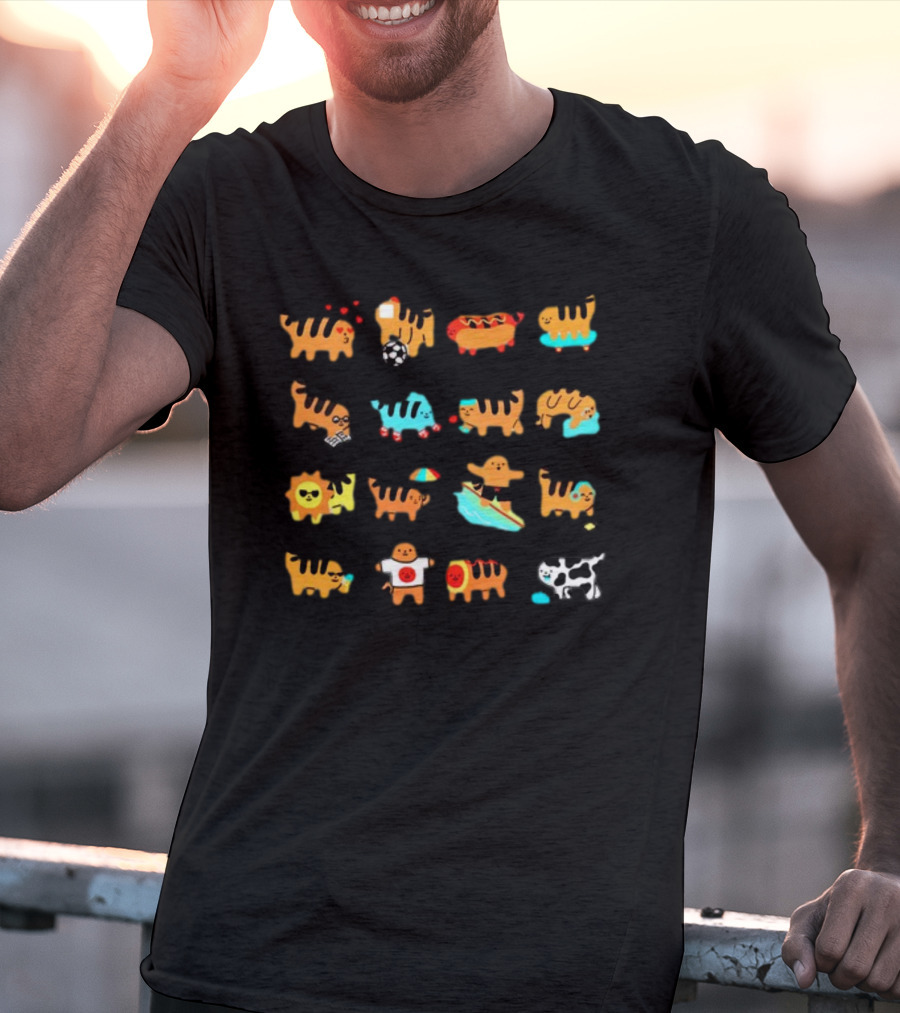 Cheese Puff Tiger Soccer Football Sushi Surfing Cow Pool Sun Tiger T-Shirt