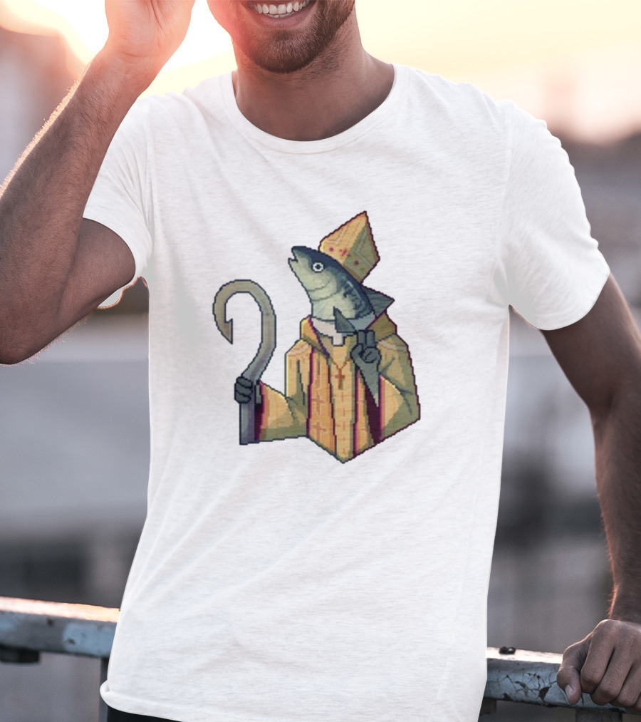 May Could Be With You Holy Mackerel Fish Bishop Pixel T-Shirt