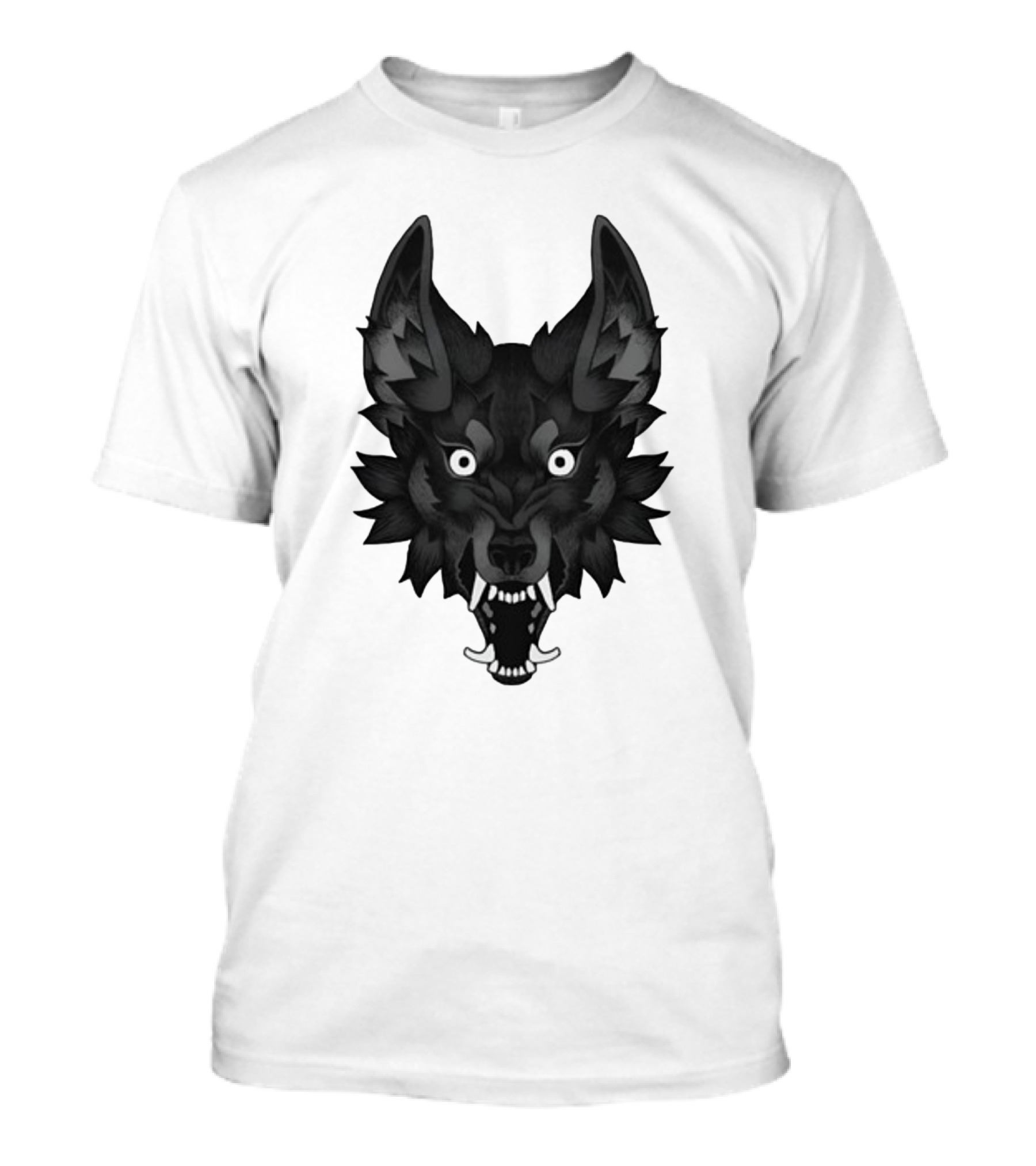 Snarling Wolf Head Monochrome T-Shirt
