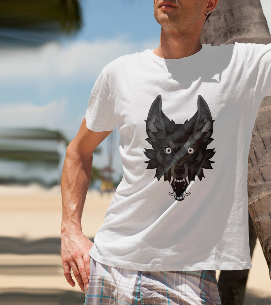 Snarling Wolf Head Monochrome T-Shirt