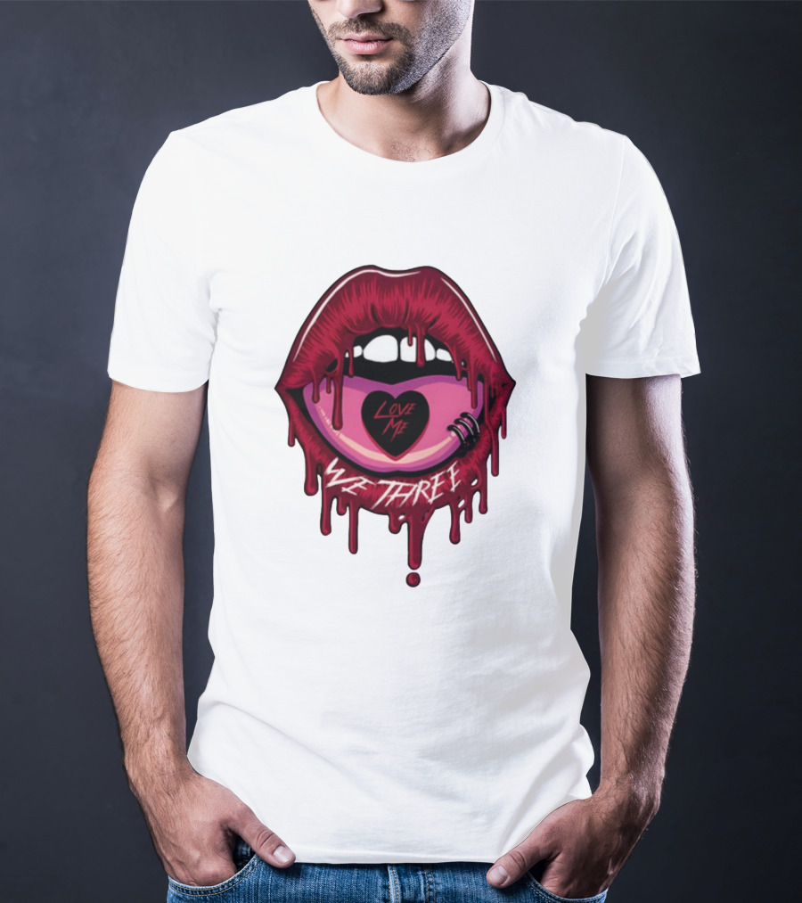 We Three Love Me Dripping Lips Heart Tattoo T-Shirt
