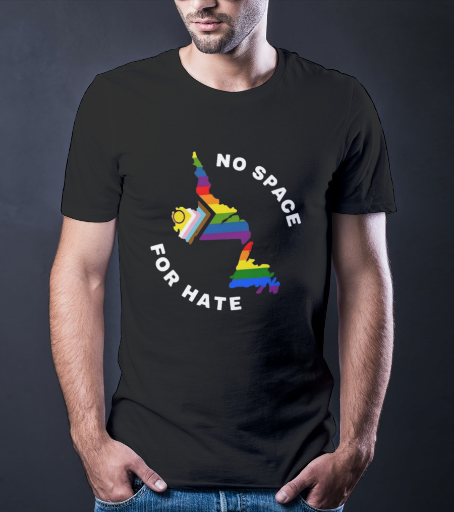 No Space For Hate Rainbow Pride Inclusivity Flag And Map T-Shirt