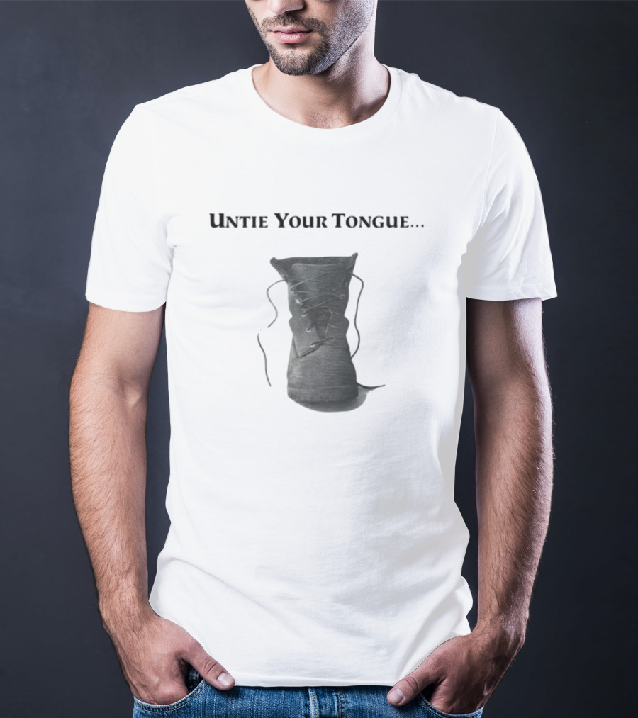Cravemedia Untie Your Tongue Boot Laces Visual Pun T-Shirt