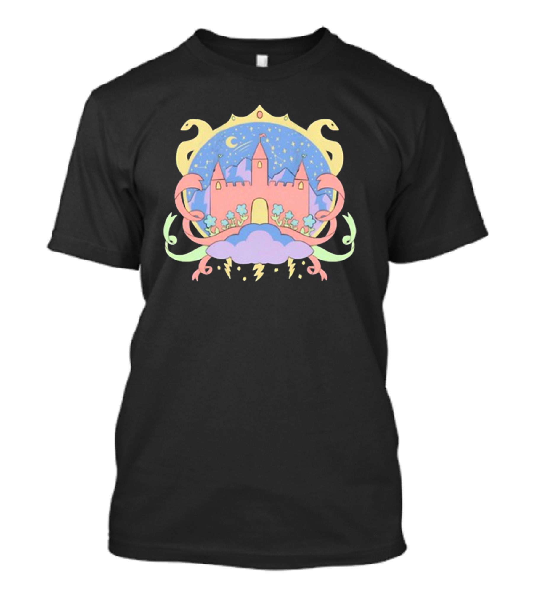 Holiday Castle Mystical Night With Serpents, Clouds, And Lightning T-Shirt