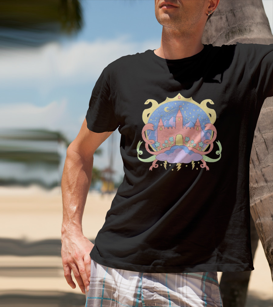 Holiday Castle Mystical Night With Serpents, Clouds, And Lightning T-Shirt