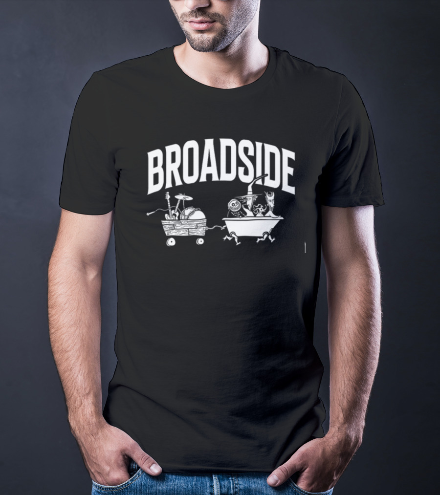 Broadside Boogie Boys Skeletons With Instruments In Wagon And Bathtub T-Shirt