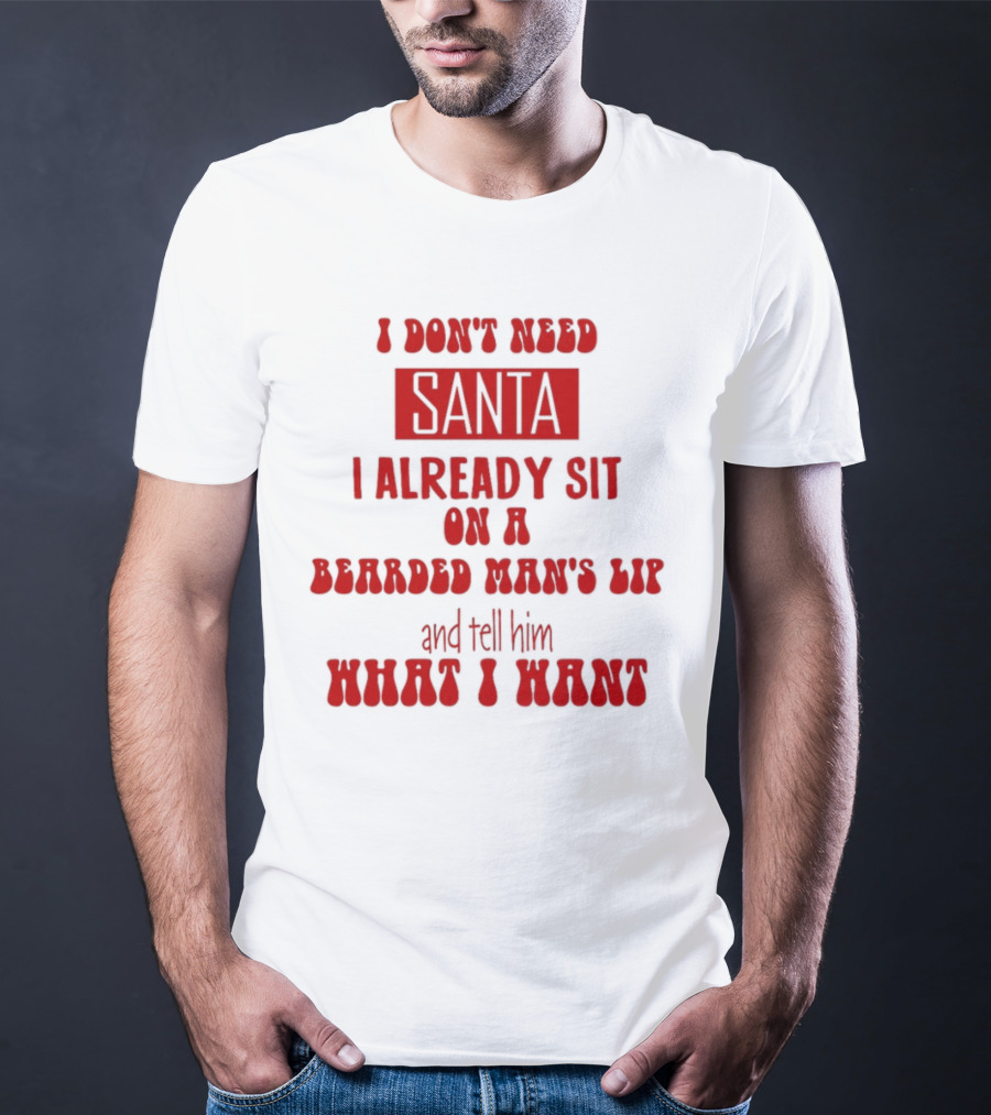I Don't Need Santa I Already Sit On A Bearded Man's Lap And Tell Him What I Want T-Shirt