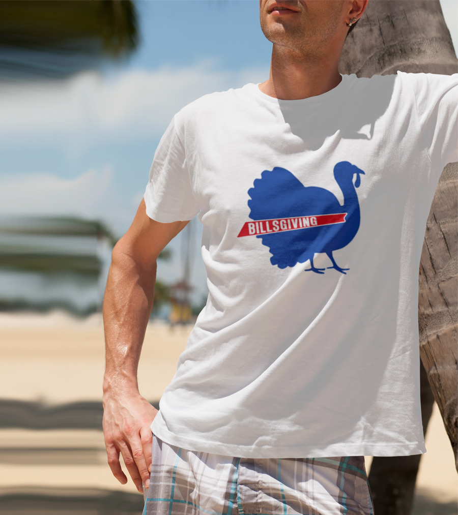 Billsgiving Turkey With Blue And Red T-Shirt
