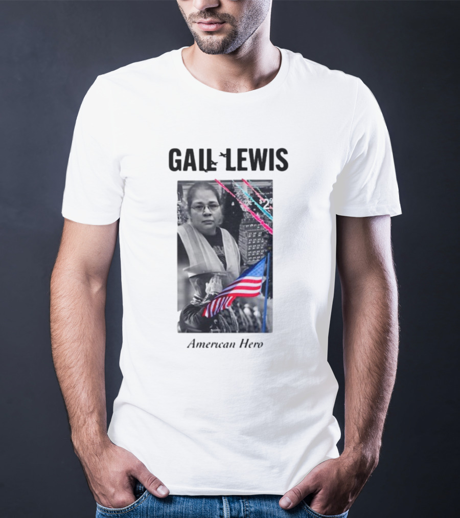 Gail Lewis American Hero Holding Flag Patriotic T-Shirt