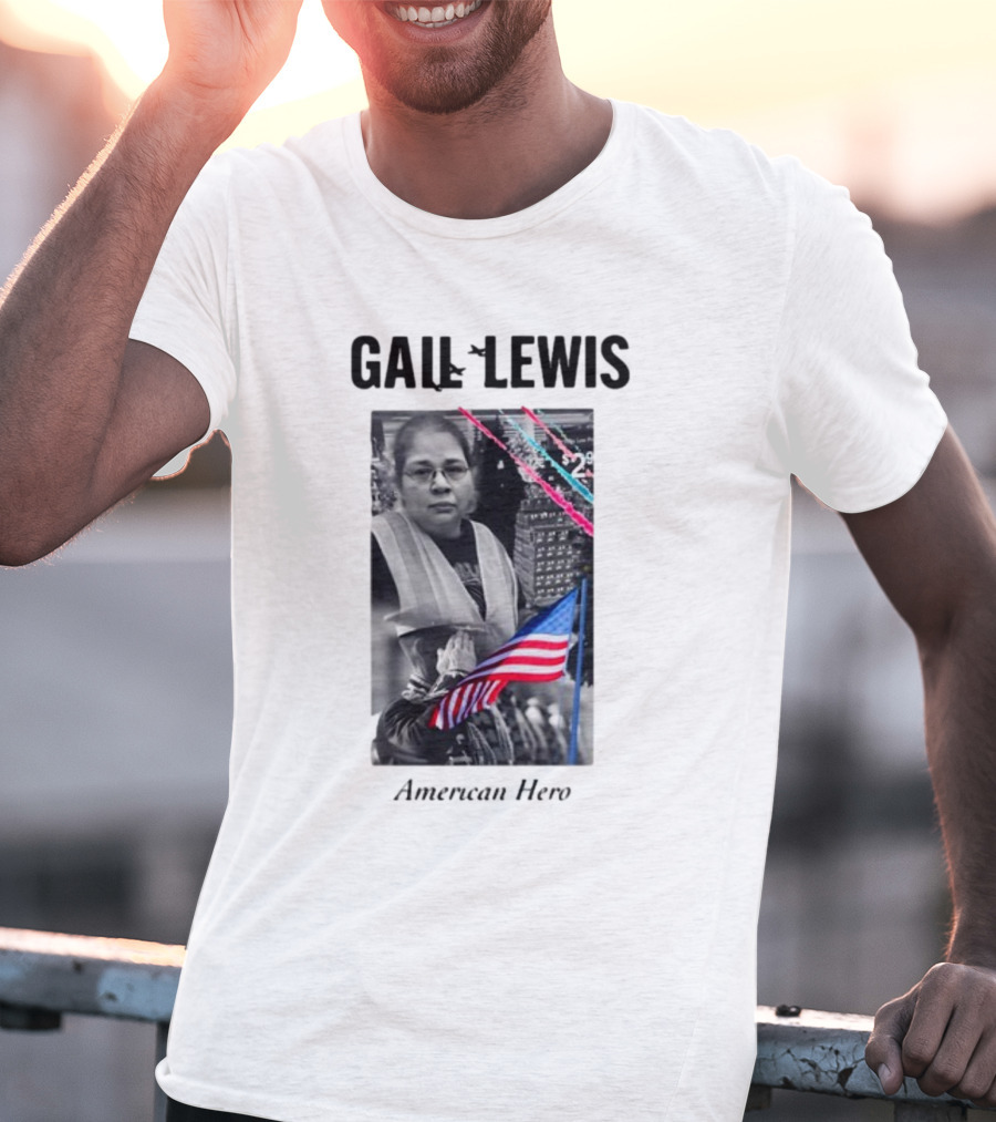 Gail Lewis American Hero Holding Flag Patriotic T-Shirt