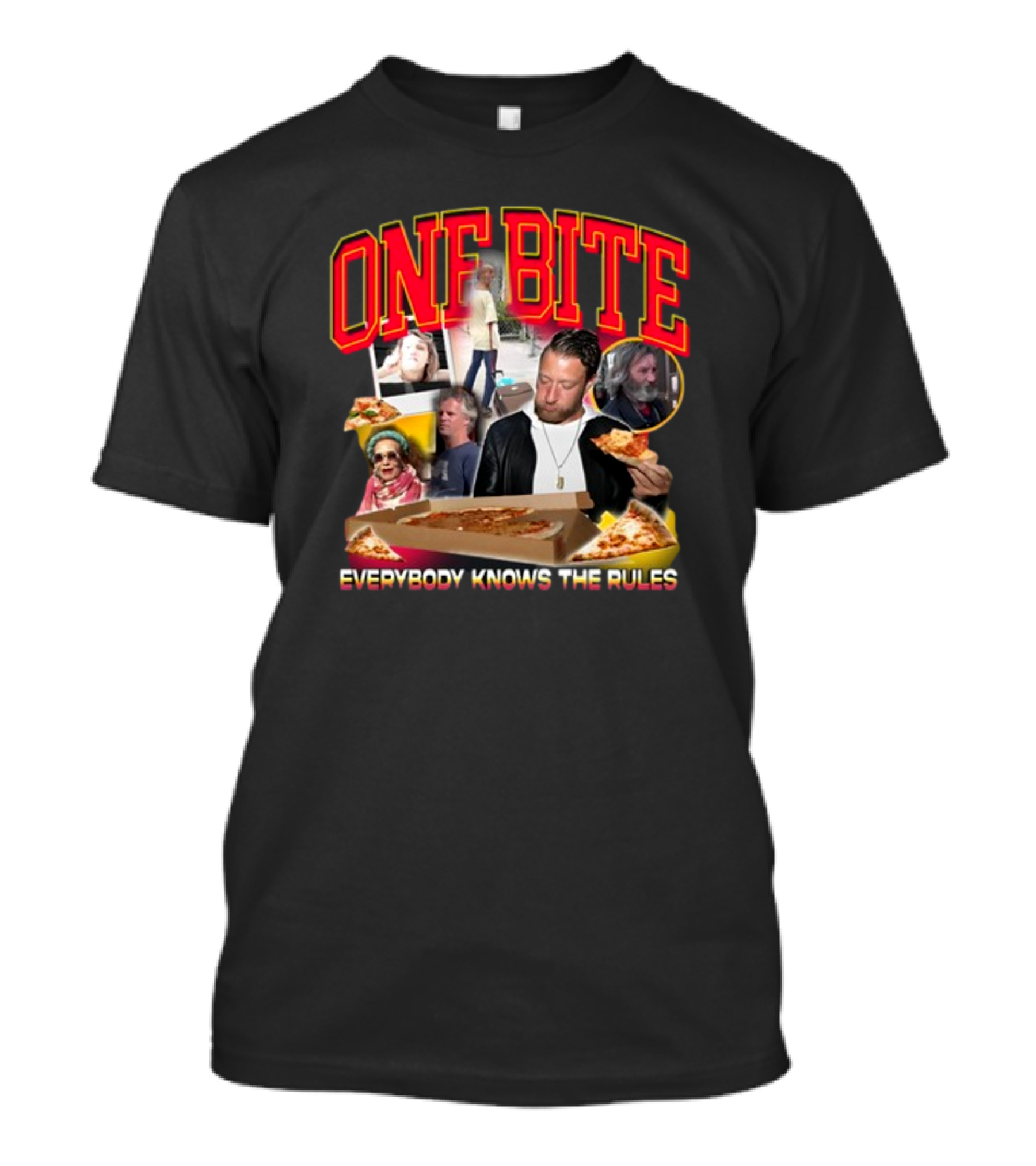One Bite Everybody Knows The Rules Dave Portnoy Pizza Review Collage T-Shirt