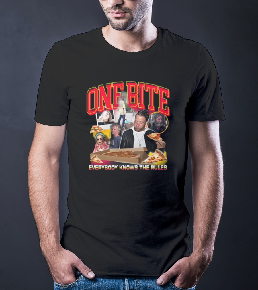 One Bite Everybody Knows The Rules Dave Portnoy Pizza Review Collage T-Shirt