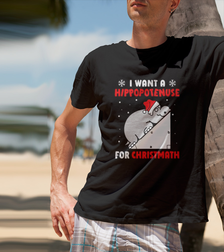 I Want A Hippopotenuse For Christmath Santa Hippo Geometry T-Shirt