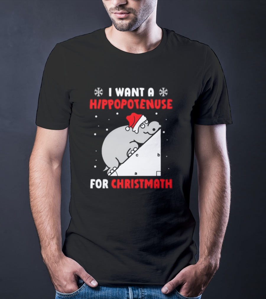 I Want A Hippopotenuse For Christmath Santa Hippo Geometry T-Shirt