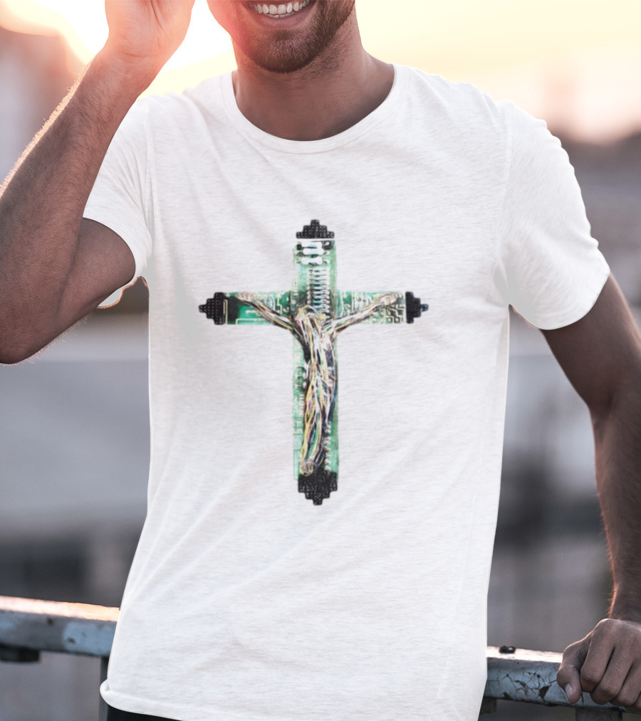 Nawafers The Cross Hardware Circuit Crucifix T-Shirt