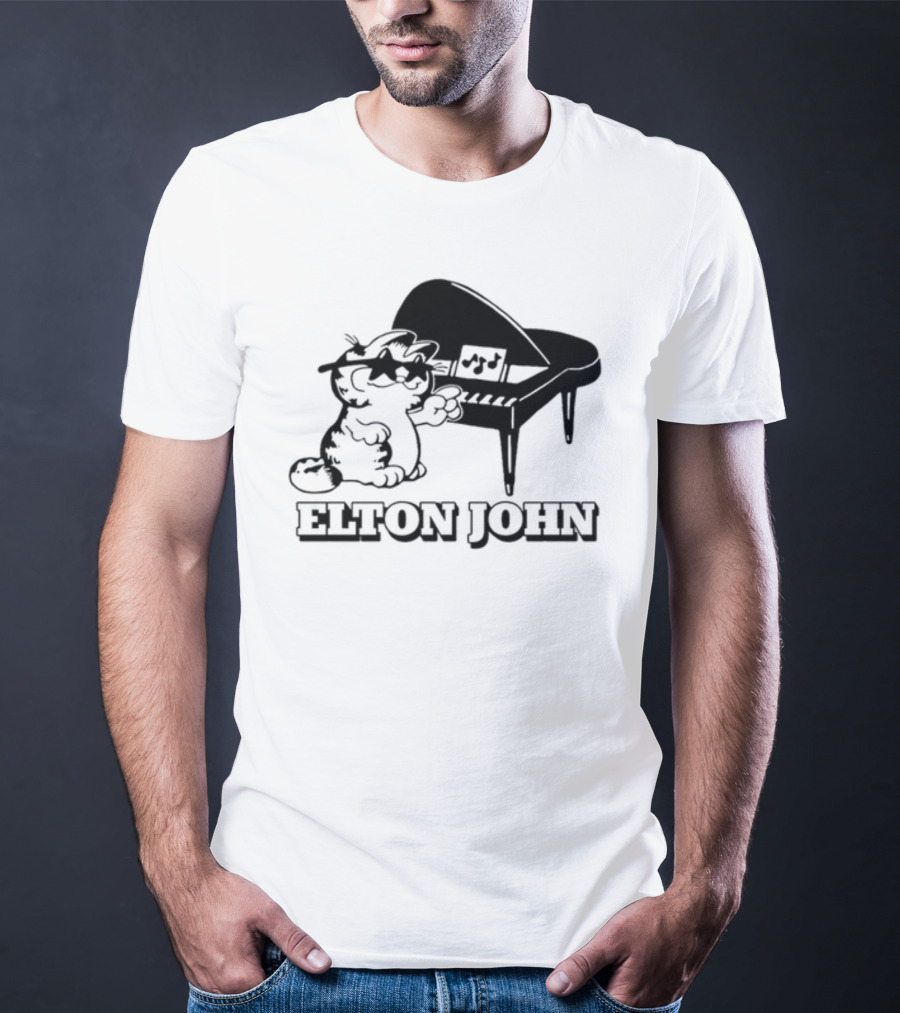 Garf At The Piano With Elton John Motif T-Shirt