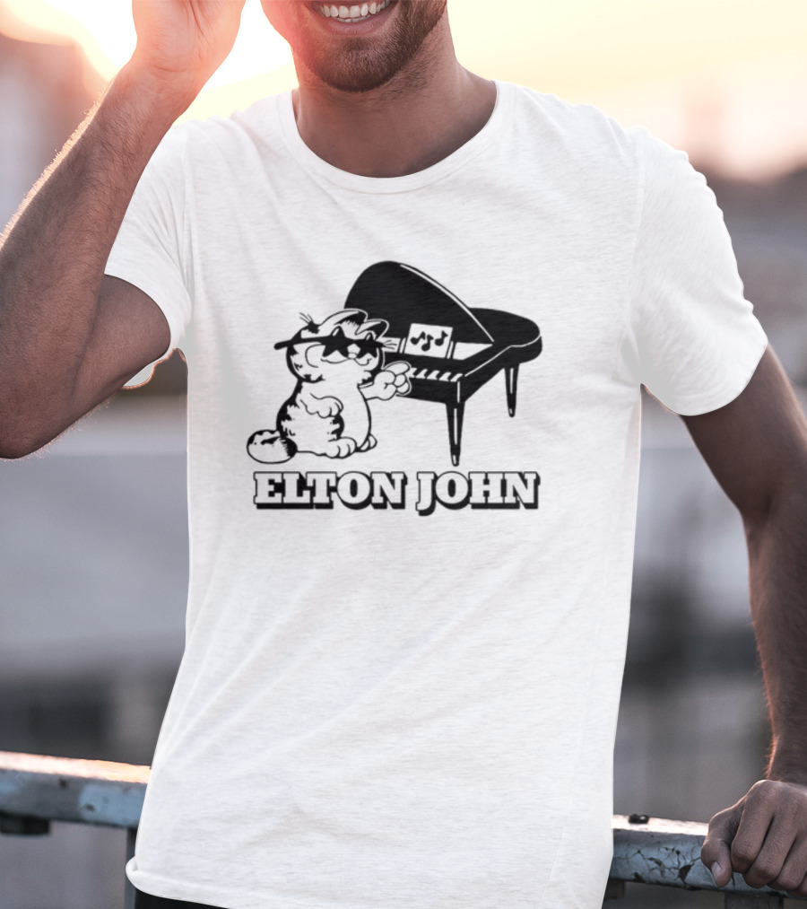 Garf At The Piano With Elton John Motif T-Shirt