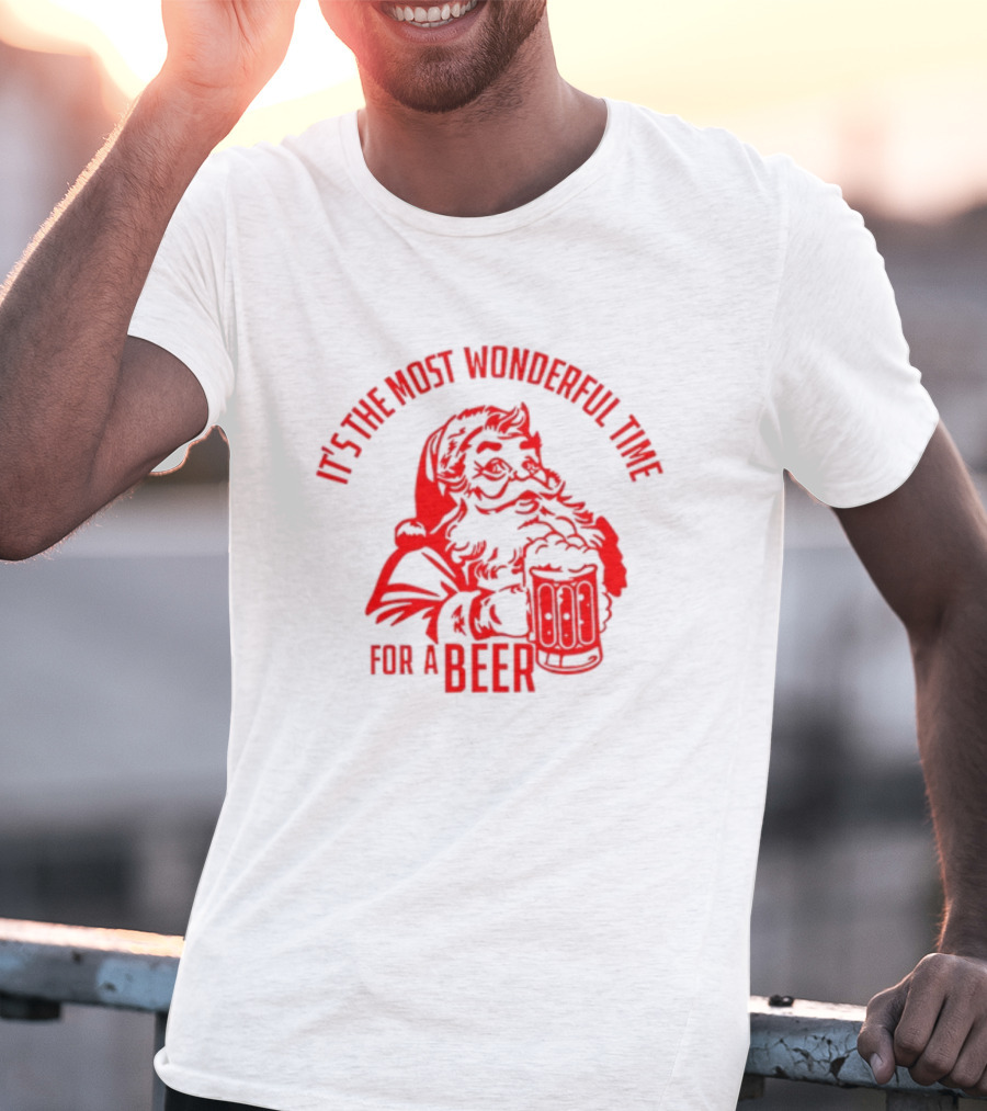 Santa Claus It's The Most Wonderful Time For A Beer Christmas T-Shirt