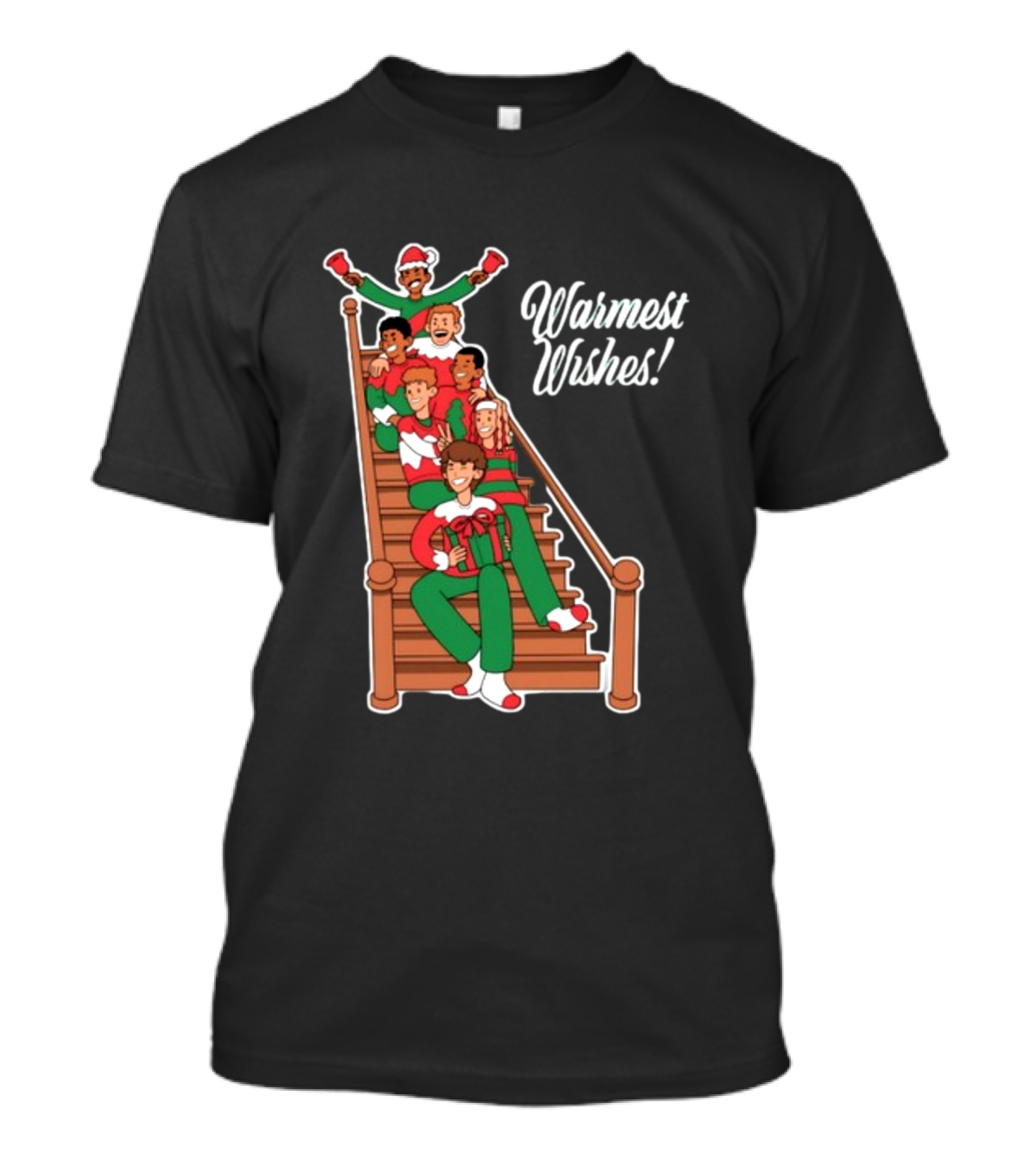 Warmest Wishes Holiday Family Celebration On Stairs T-Shirt