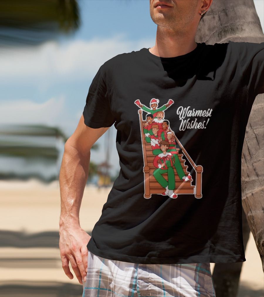 Warmest Wishes Holiday Family Celebration On Stairs T-Shirt