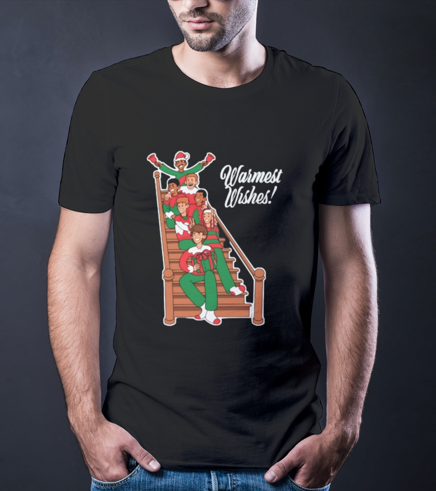 Warmest Wishes Holiday Family Celebration On Stairs T-Shirt