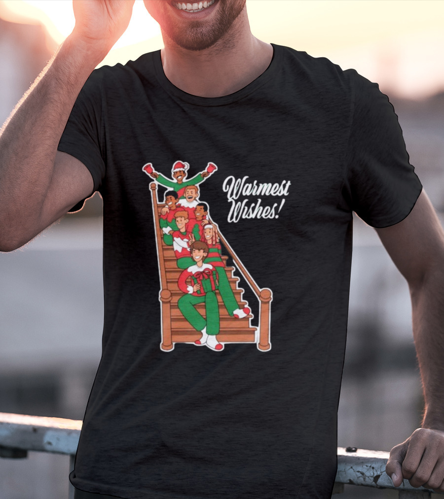 Warmest Wishes Holiday Family Celebration On Stairs T-Shirt