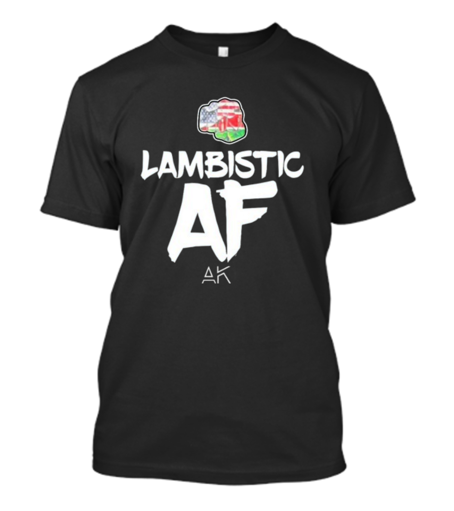 Lambistic AF American Kenyan Flag Map T-Shirt